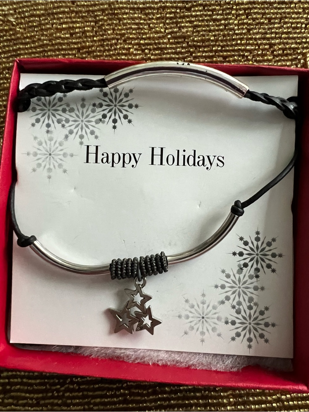 Lizzy James Black and Silver Star Charm Holiday Bracelet
